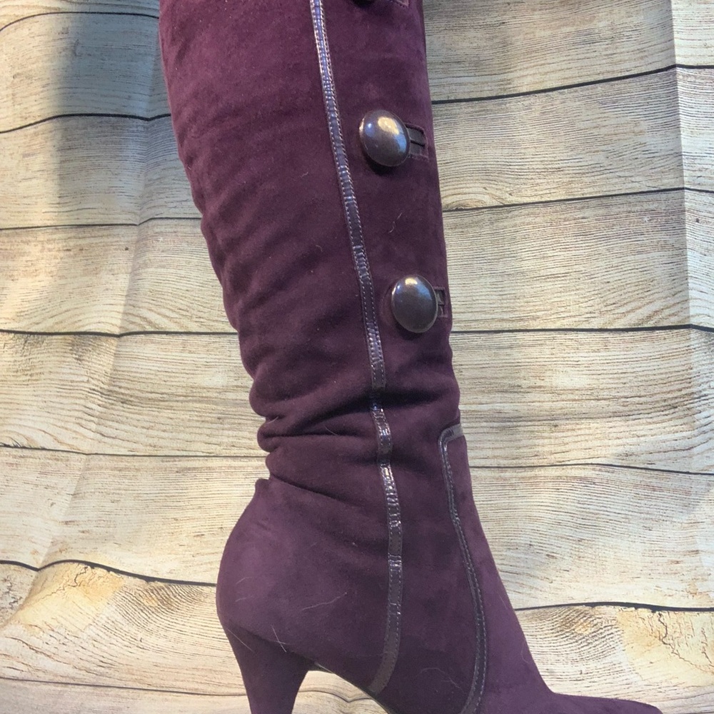 Purple suede boots